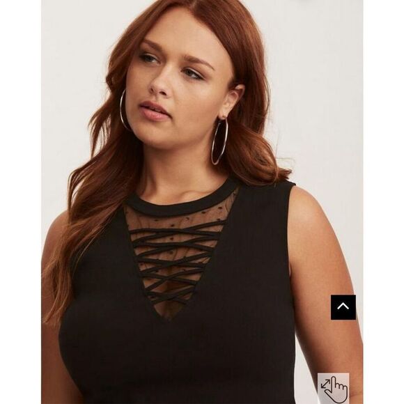 Torrid Black Woven Lace-Up Peplum Top Size 4X - Picture 2 of 9